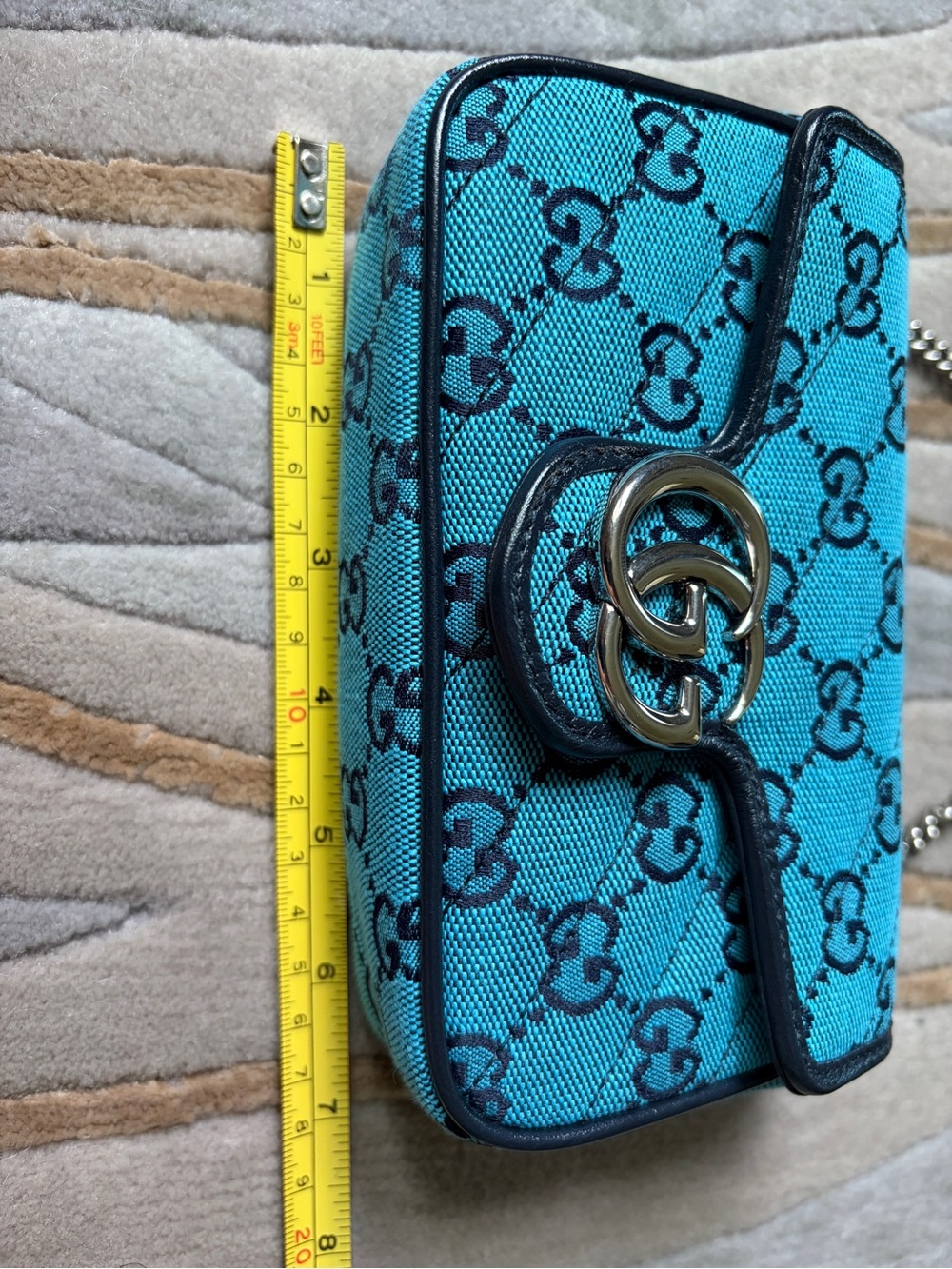 Gucci Turquoise GG Marmont Mini Crossbody Bag - Picture 13 of 16